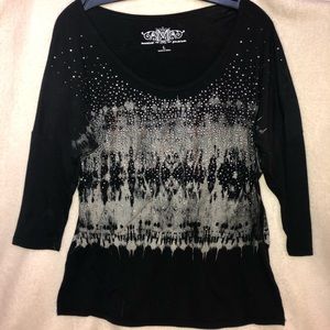 Black Sparkle 3/4 Sleeve Shirt